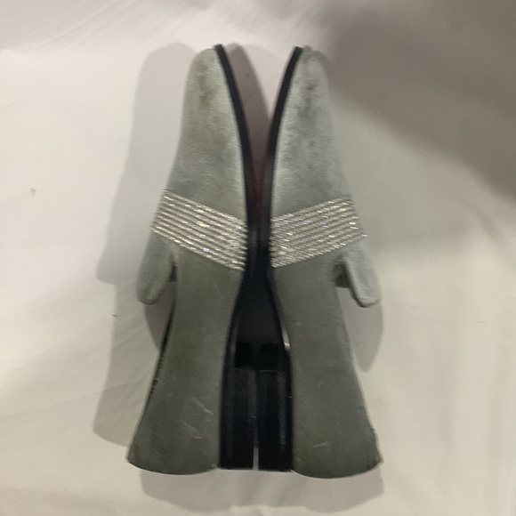 AFTER MIDNIGHT Velvet Silver Crystal Loafers - Picture 4 of 8